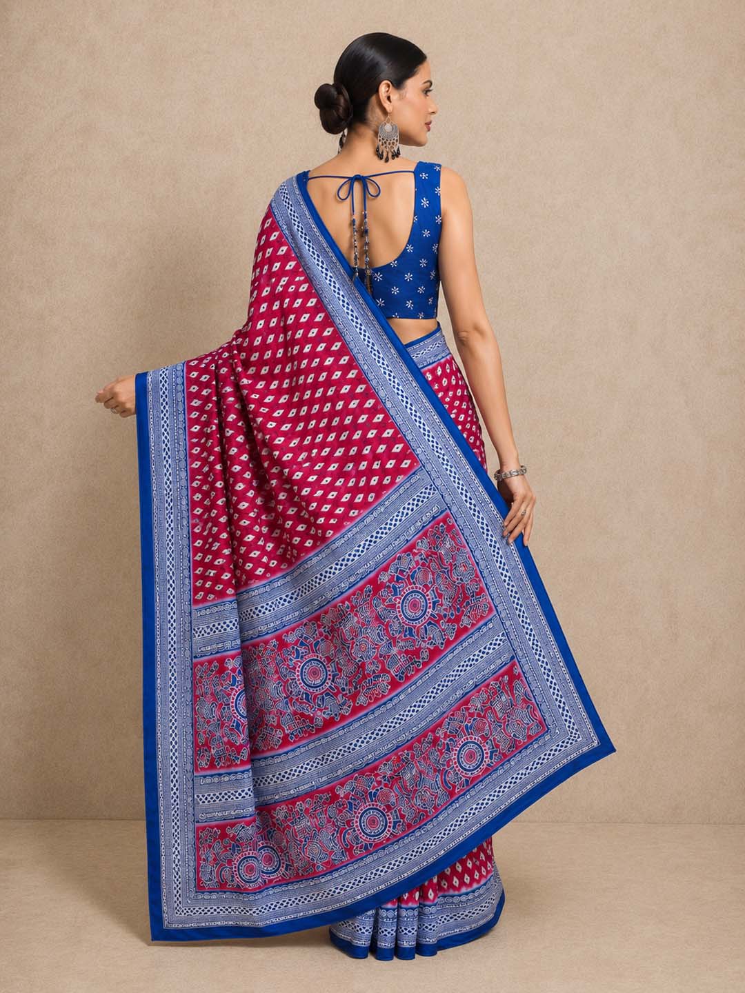 Ready to Wear Jaipuri Mul Cotton Geometric Printed Saree for Women