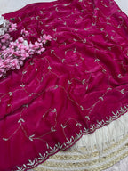 Space silk Saree With Khatli Cut Dana Handwork  Diamond Work