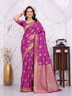 Ready To Wear Banarasi Silk Saree with Zari Woven Border
