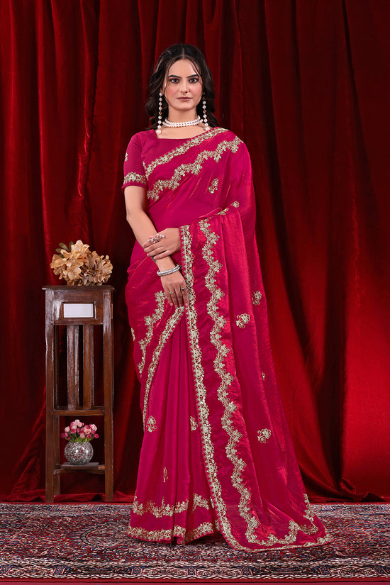Traditional Embroidered Satin Silk Saree