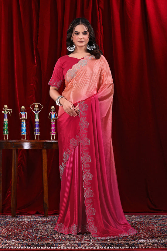 Chinon Shaded Saree with Siroski Diamond Work