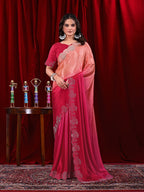 Chinon Shaded Saree with Siroski Diamond Work