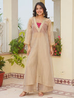 Salsa Fabric Embroidered Kurta and Palazzo Set with Inner Top