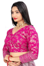 Pure Dola Silk Jacquard Embroidered Blouse
