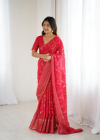 Georgette Saree with Foil Print & Fancy Zalar Lace Border