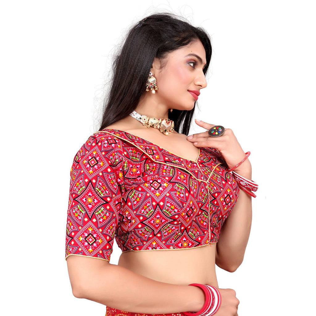 Cotton Soft Silk Bandhani Printed Blouse