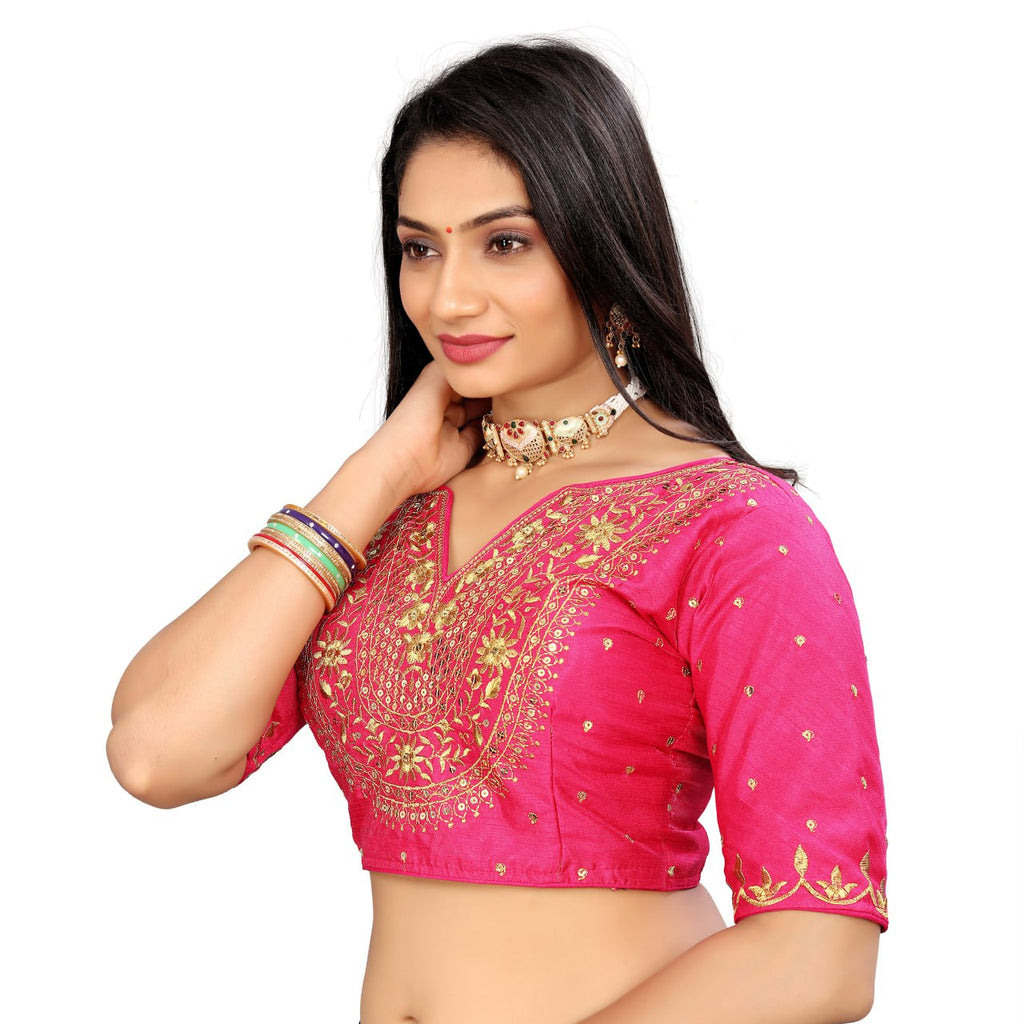 Vichitra Silk Embroidered Blouse