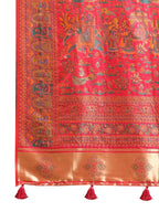 Floral Printed Woven Zari Pashmina Saree