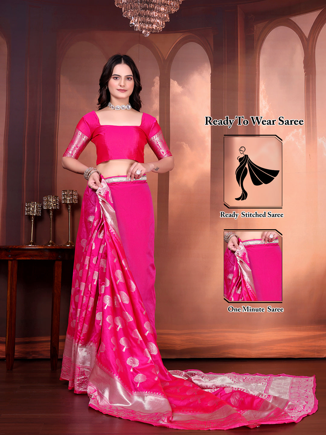 Ready to Wear Jacquard Pure Silk Saree