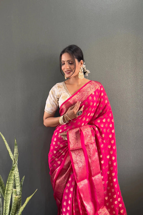 Ready to Wear Pure Banarasi Georgette Saree With Ready Made Blouse