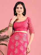 Banarasi Georgette Jacquard Saree With Embroidered Blouse