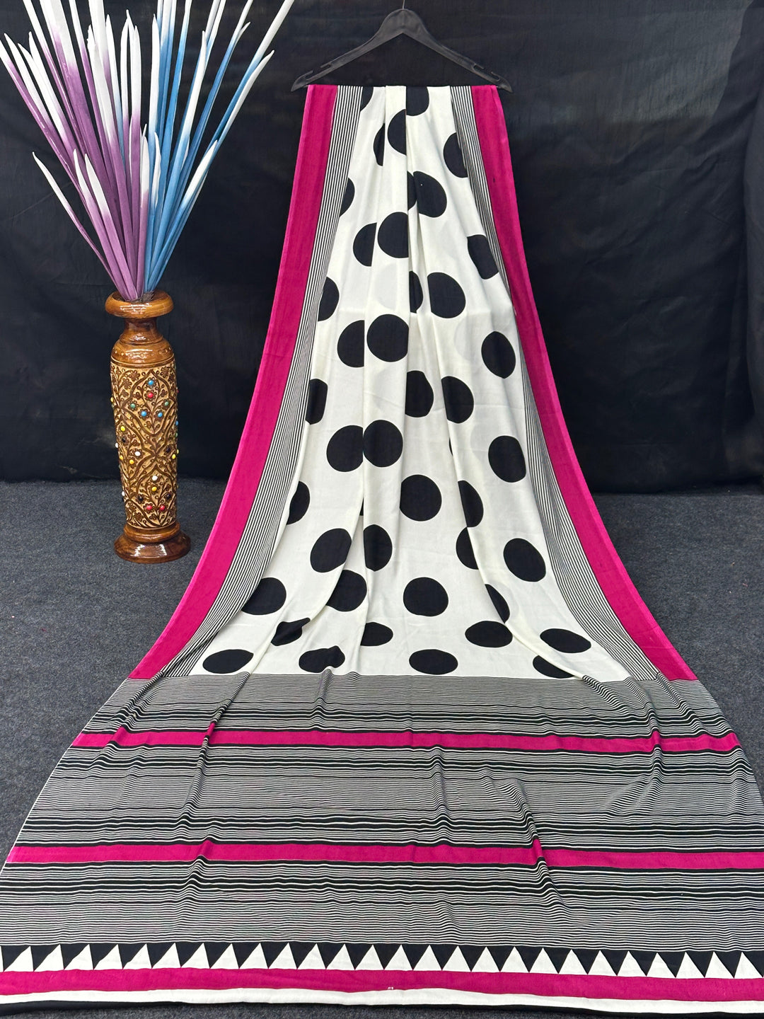 Designer Satin Silk Block Printed Saree