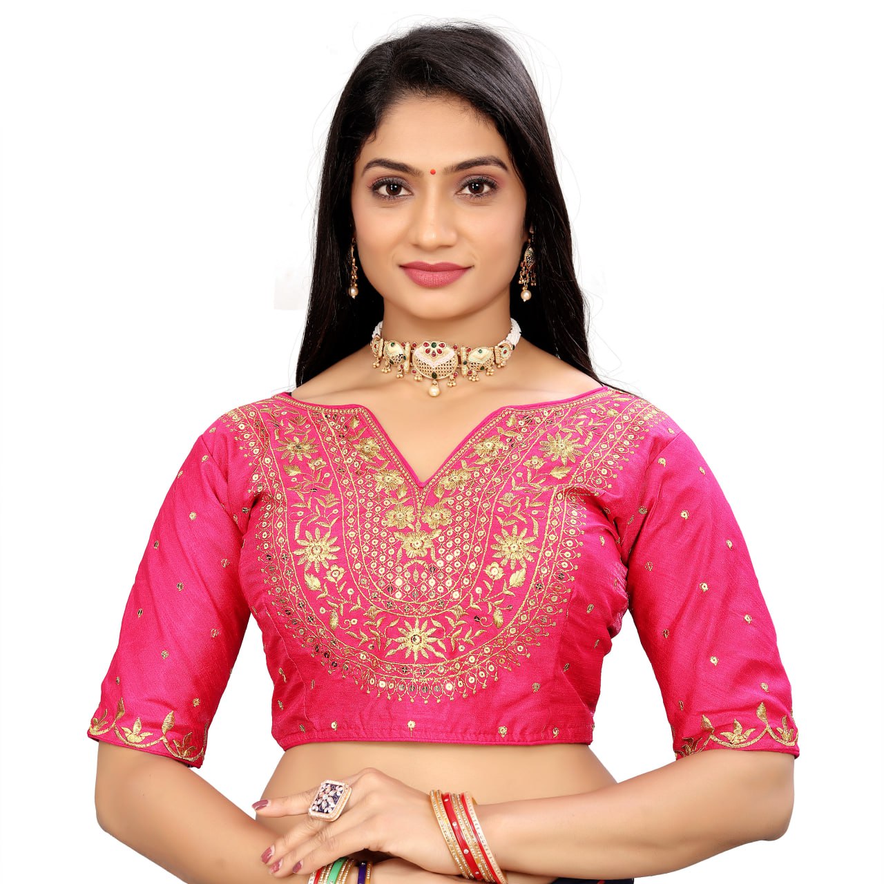 Vichitra Silk Embroidered Blouse