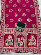 Dola silk Hand Deying Mena with Zarkhan Work Saree
