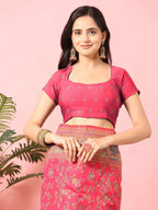 Floral Printed Woven Zari Pashmina Saree