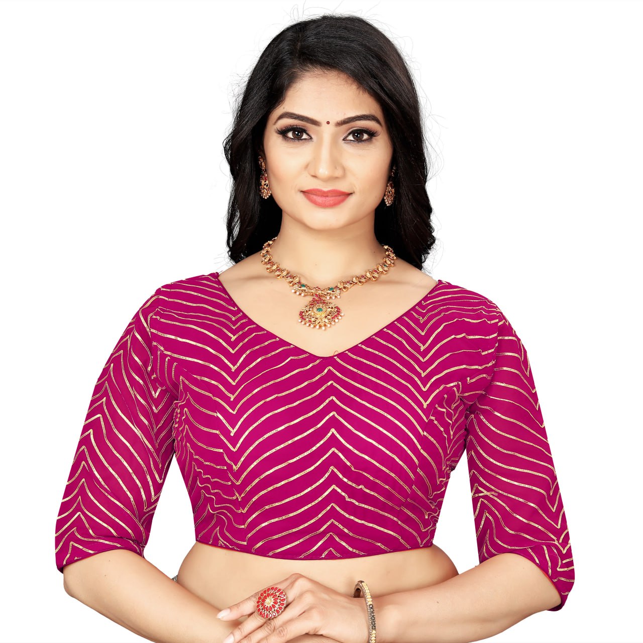 Georgette Padded Blouse with Full Embroidery Work