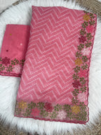 Bandhani Printed Cotton Silk Saree with Embroidery Work