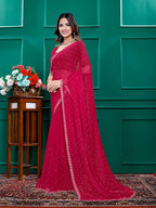 Chiffon Siroski Diamond Lace Work Saree