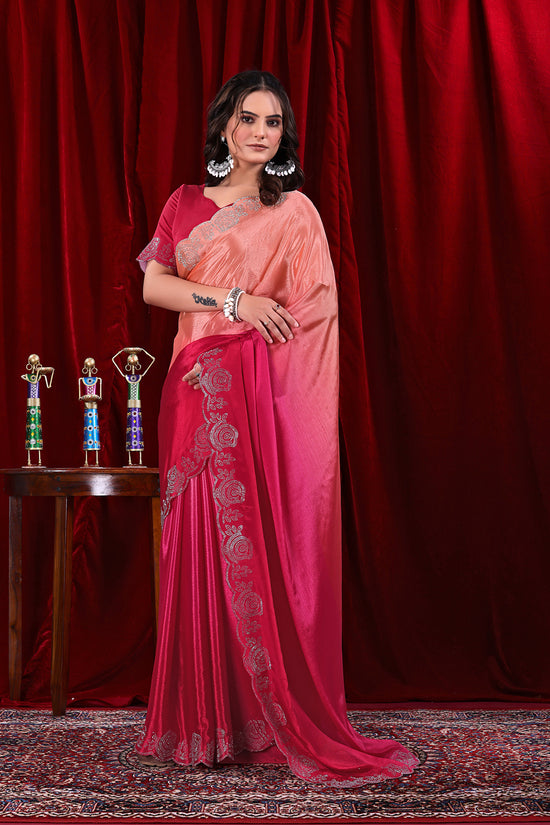 Chinon Shaded Saree with Siroski Diamond Work