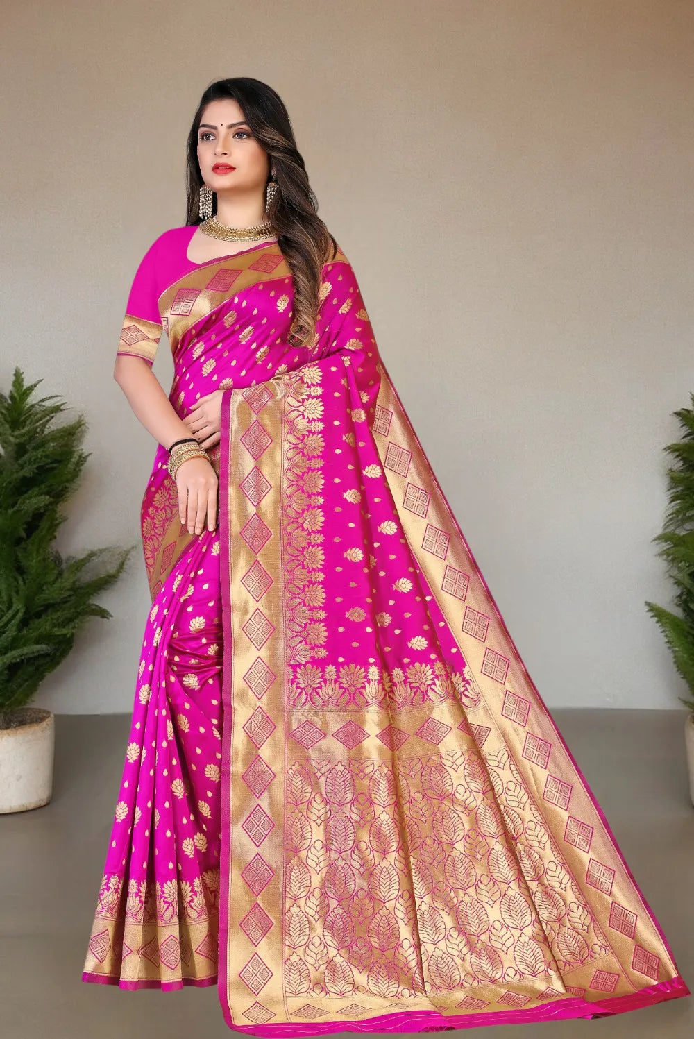 Pionex Woven Kanjivaram Jacquard Pure Silk Saree