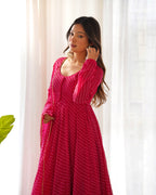 Women Leheriya Printed Georgette Anarkali Kurta Set