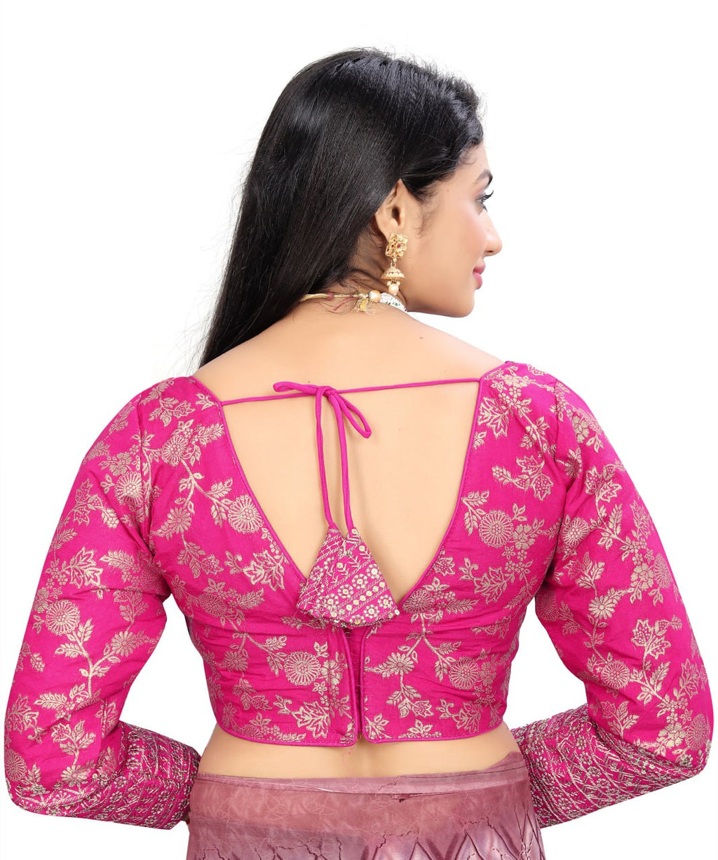Pure Dola Silk Jacquard Embroidered Blouse