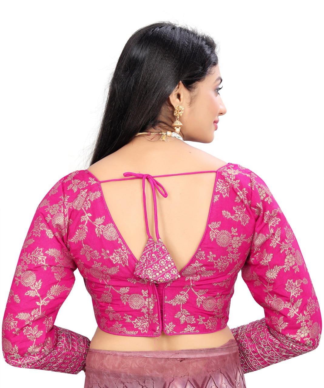 Pure Dola Silk Jacquard Embroidered Blouse