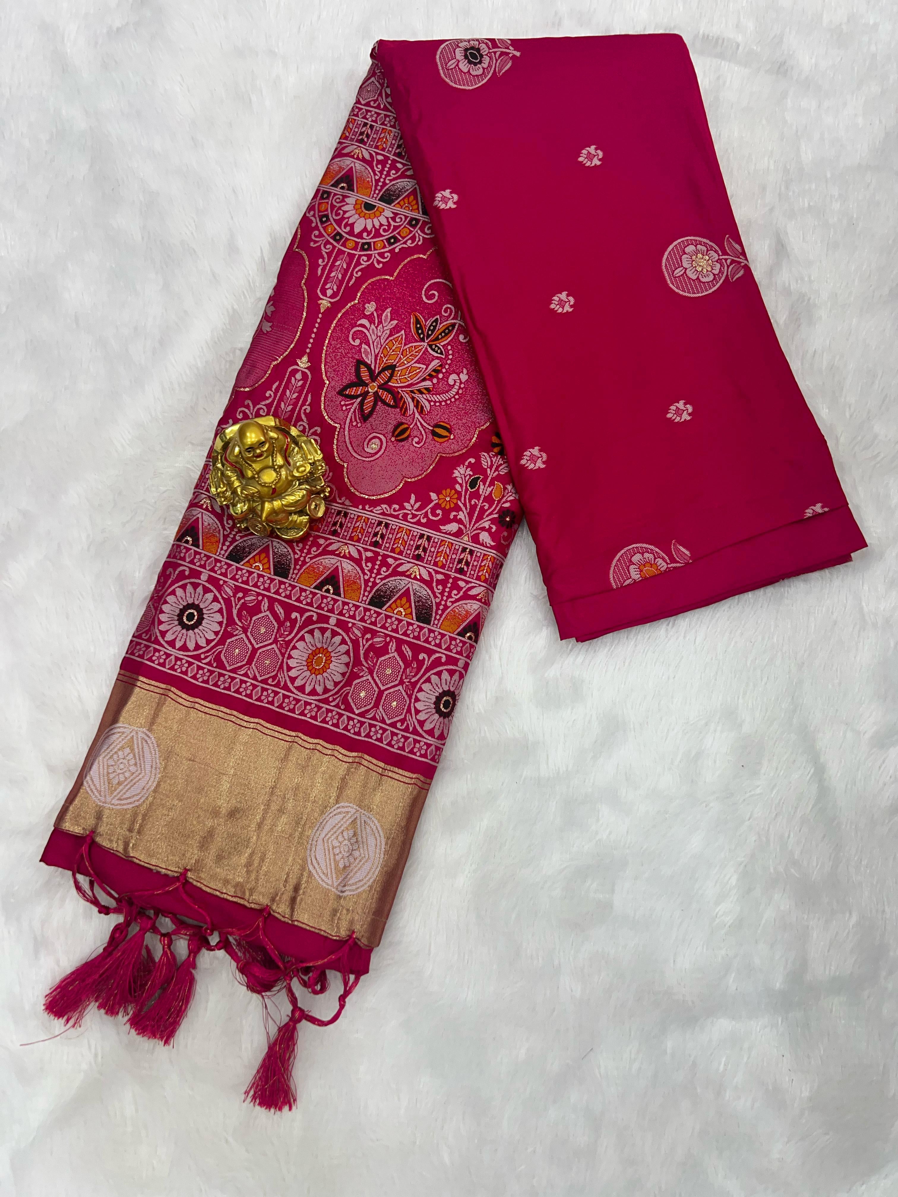 Patola Silk Saree with Traditional Pallu and Tassel Border