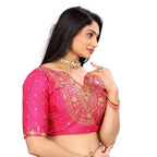 Vichitra Silk Embroidered Blouse