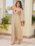 Salsa Fabric Embroidered Kurta and Palazzo Set with Inner Top