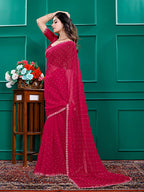 Chiffon Siroski Diamond Lace Work Saree