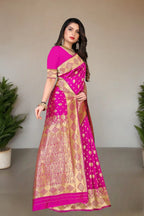 Pionex Woven Kanjivaram Jacquard Pure Silk Saree