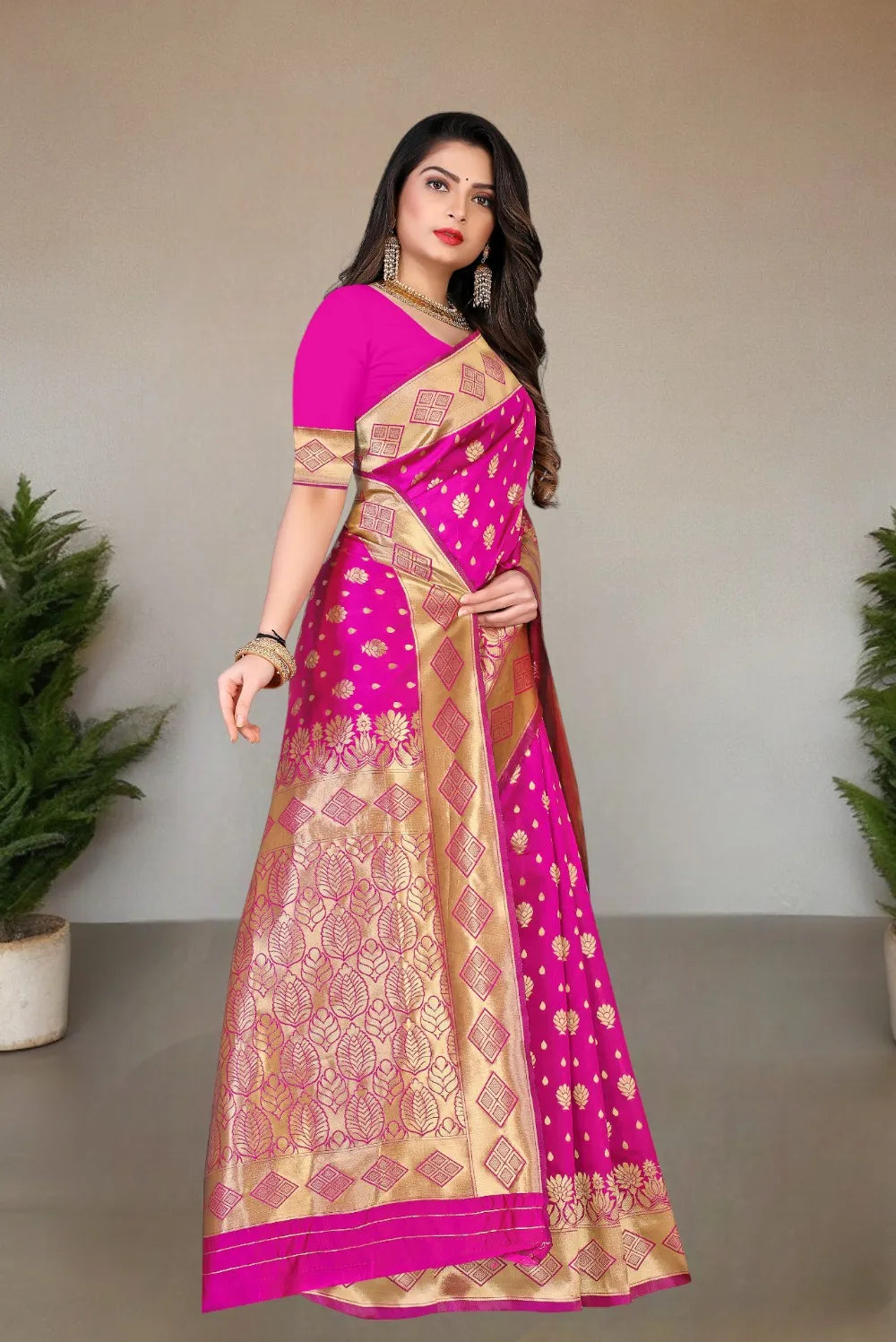 Pionex Woven Kanjivaram Jacquard Pure Silk Saree