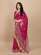 Patola Print Cotton Silk Saree with Tassel Border Pallu