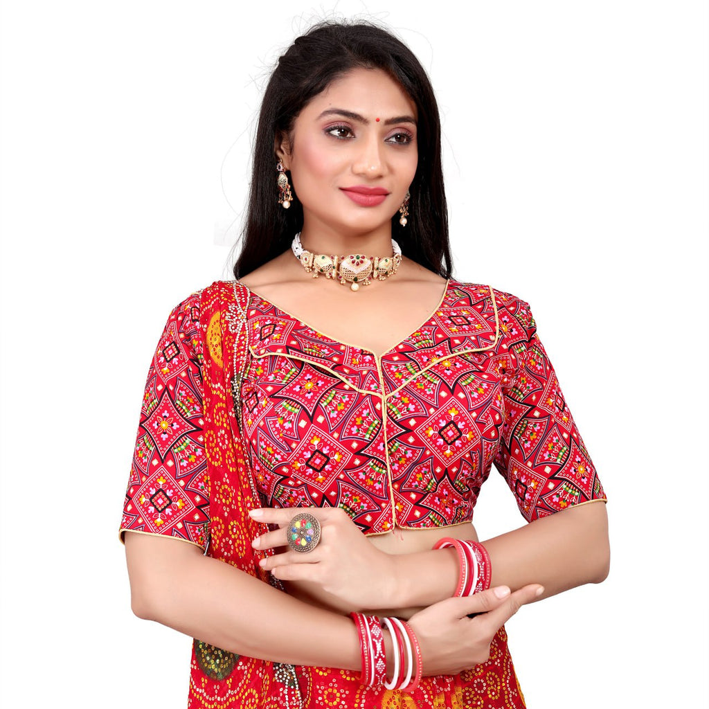 Cotton Soft Silk Bandhani Printed Blouse