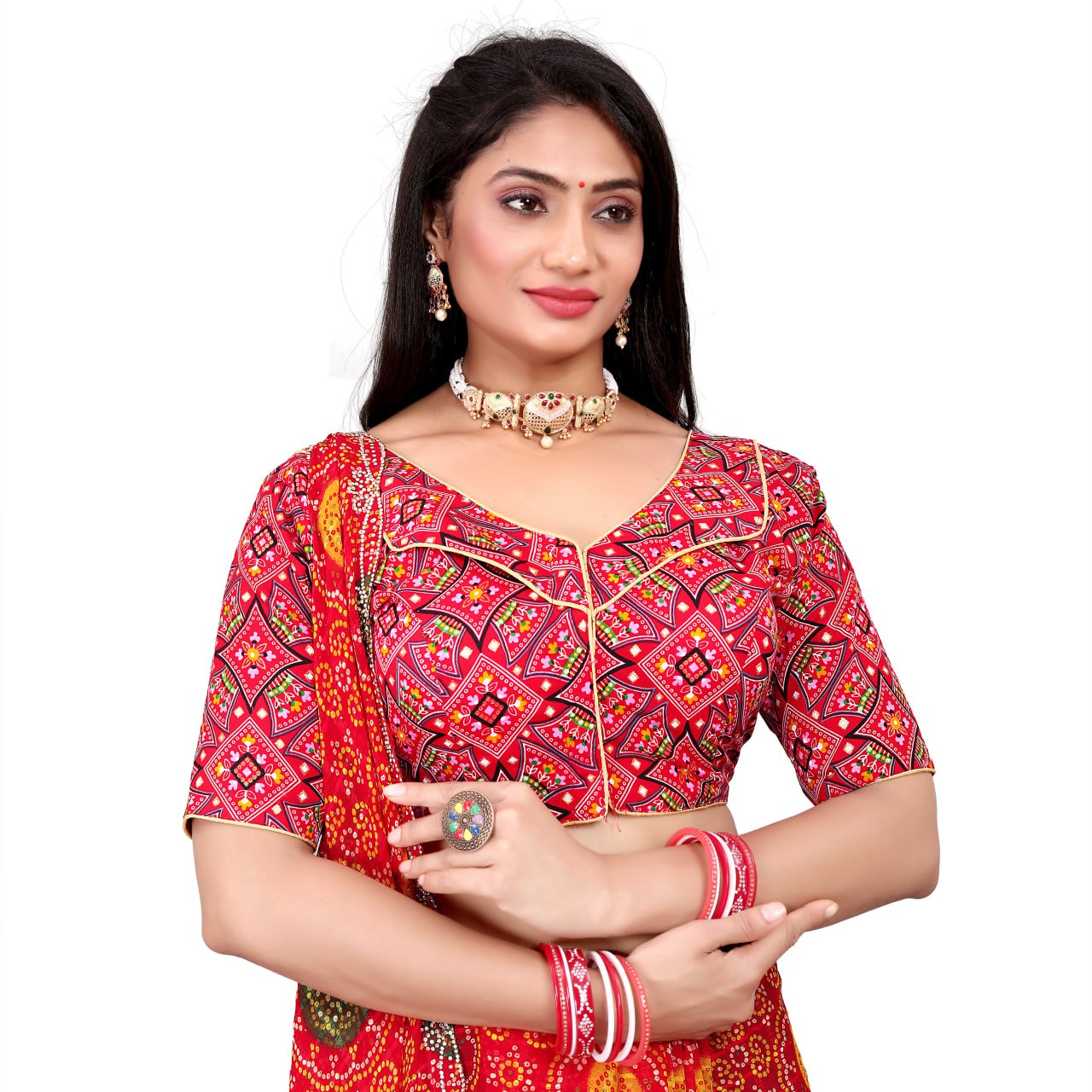 Cotton Soft Silk Bandhani Printed Blouse