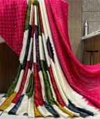 Ajrakh Printed Satin Silk Saree with Blouse Piece