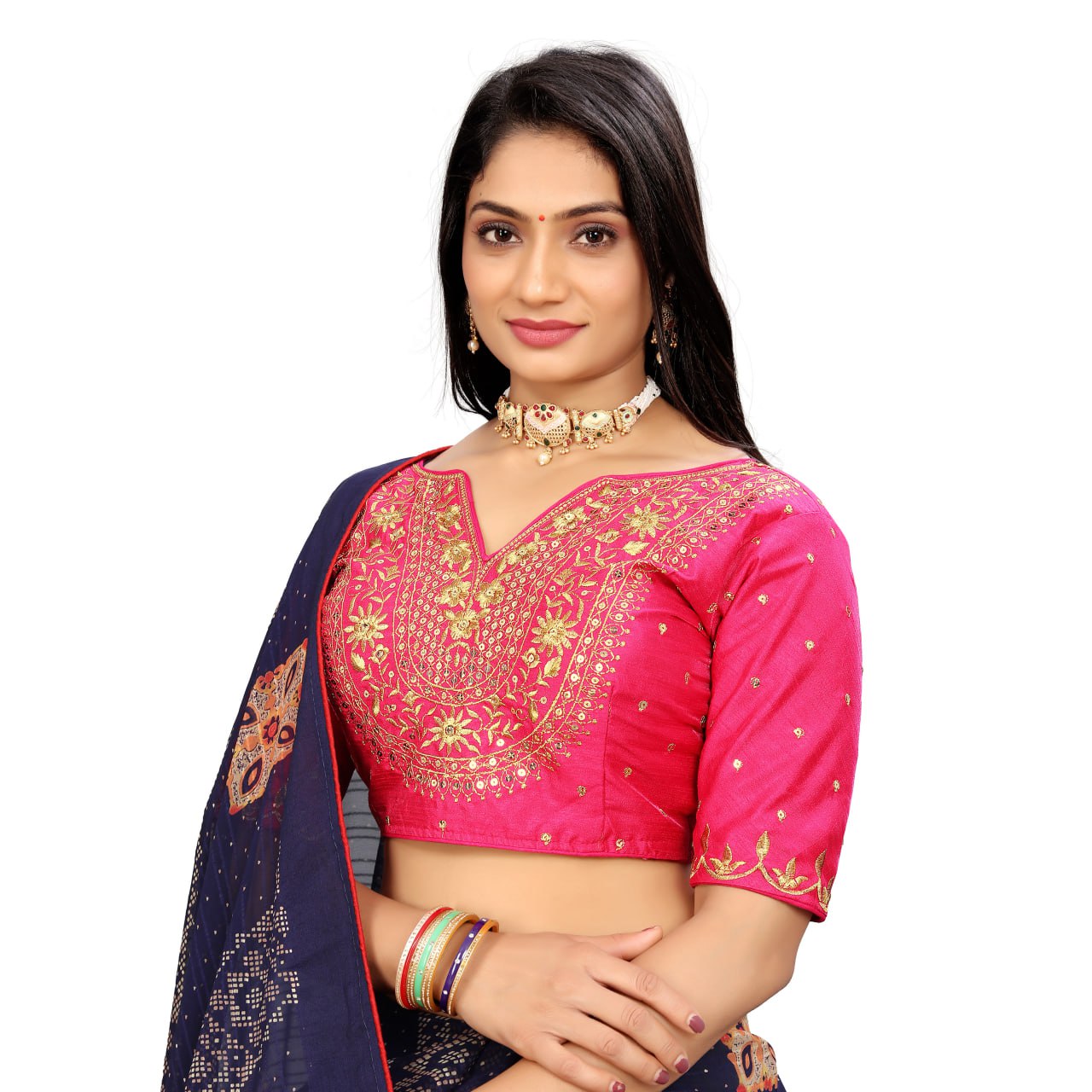 Vichitra Silk Embroidered Blouse