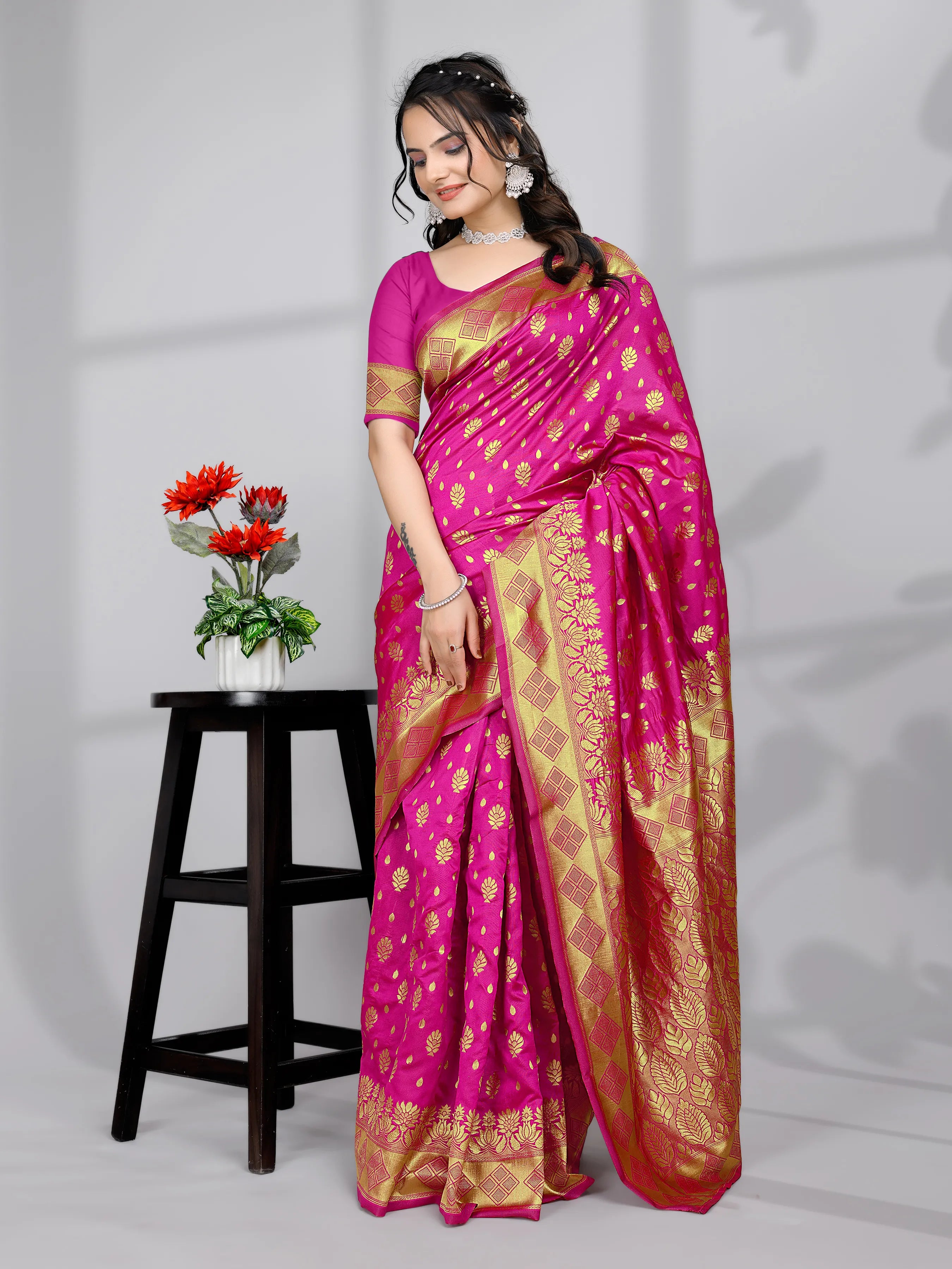 Ready to Wear Woven Banarasi Jacquard Pure Silk Saree