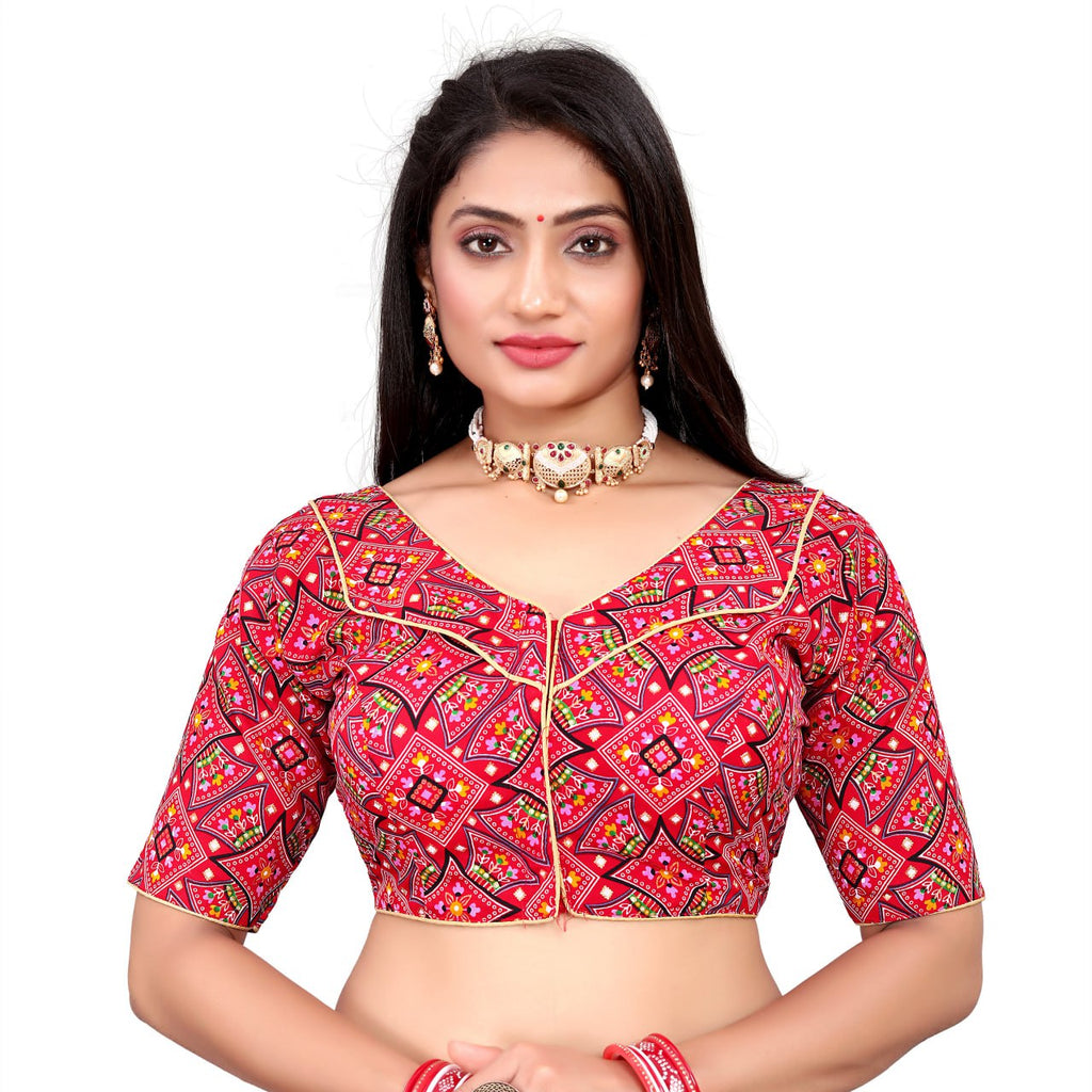 Cotton Soft Silk Bandhani Printed Blouse