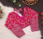 Pure Dola Silk Jacquard Embroidered Blouse