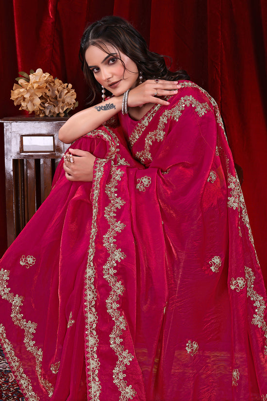Traditional Embroidered Satin Silk Saree