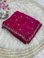 Space silk Saree With Khatli Cut Dana Handwork  Diamond Work