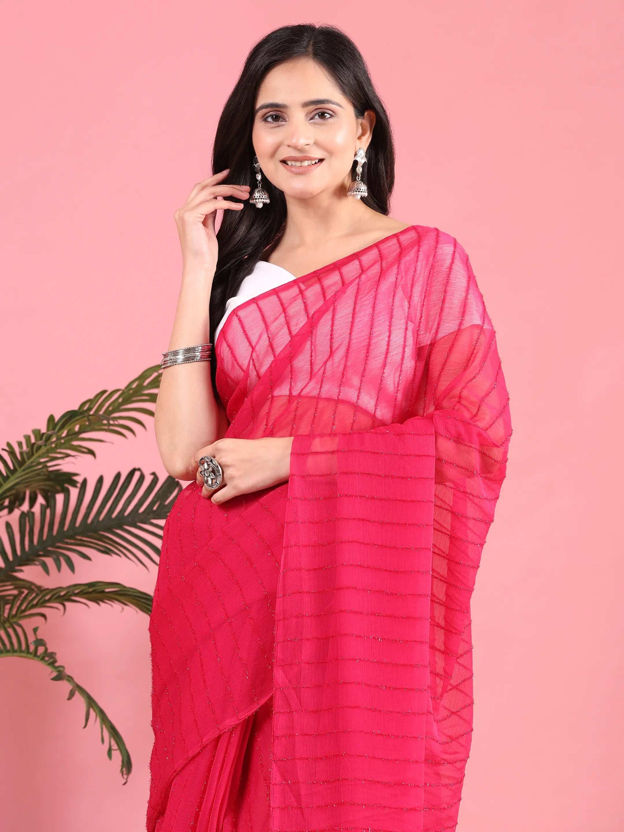 Ready To Wear Chiffon Zari Linen Saree