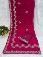 Traditional Embroidered Satin Silk Saree