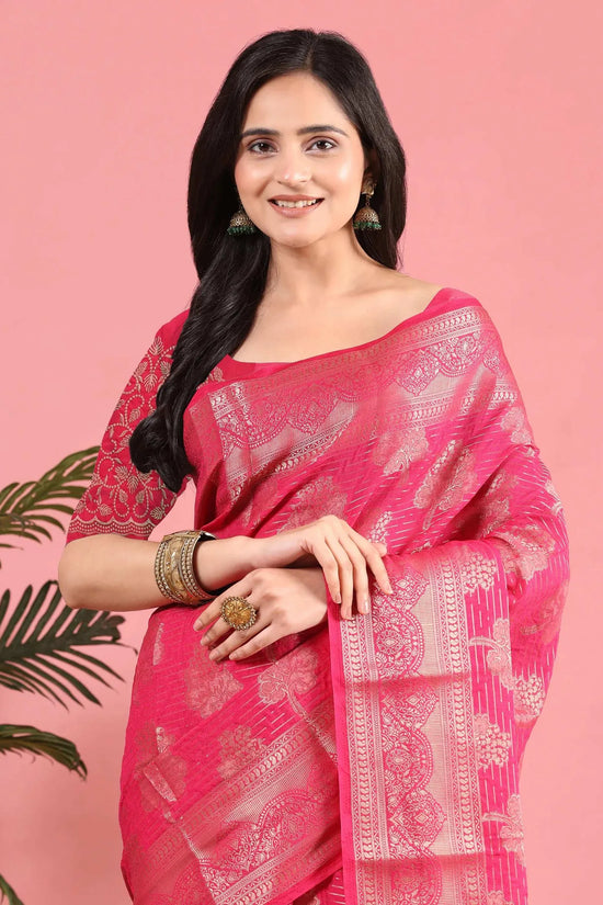 Banarasi Georgette Jacquard Saree With Embroidered Blouse