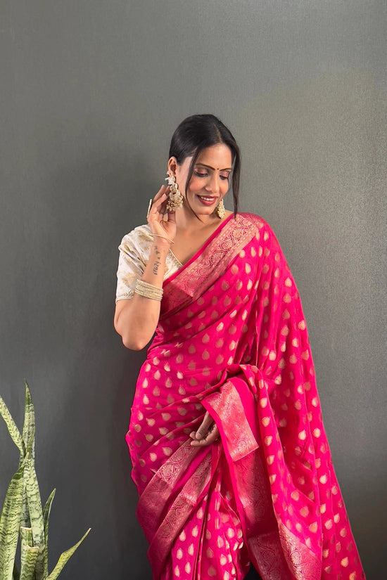 Ready to Wear Pure Banarasi Georgette Saree With Ready Made Blouse