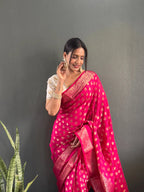 Ready to Wear Pure Banarasi Georgette Saree With Ready Made Blouse
