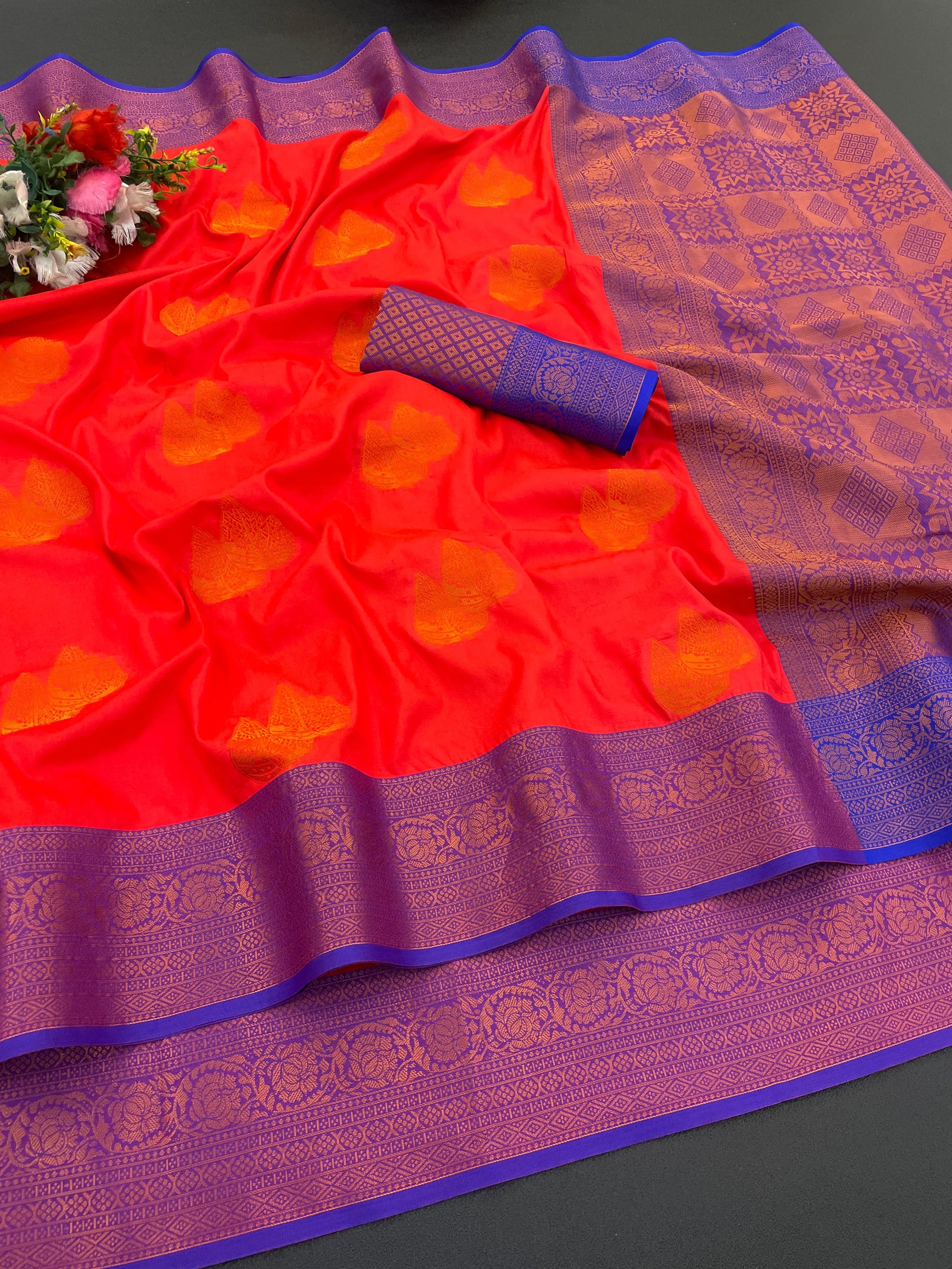 Banarasi Softy Copper Zari Weaving Kanjivaram Silk Saree