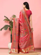 Floral Printed Woven Zari Pashmina Saree